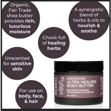 Ora's Amazing Herbal Ultra Healing Body Butter, Intensive Unscented Moisturizer For Dry Skin, Fragra...