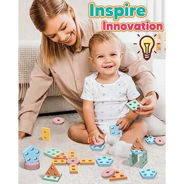 Zartores Montessori Toys for 1 2 3 Year Old Boys Girls Toddlers, Wooden Sensory Toys for Ages 2-4 0-2, 1 2 Year Old Boy Girl Birthday Gifts, Educational Toddler Learning Puzzles Toys - Macaron