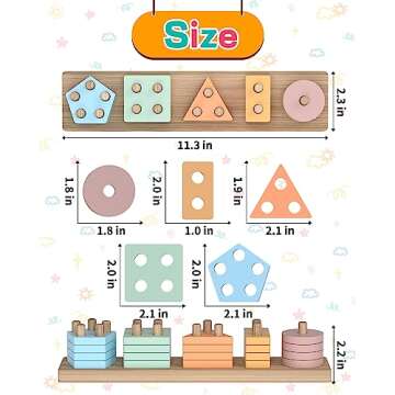 Zartores Montessori Toys for 1 2 3 Year Old Boys Girls Toddlers, Wooden Sensory Toys for Ages 2-4 0-2, 1 2 Year Old Boy Girl Birthday Gifts, Educational Toddler Learning Puzzles Toys - Macaron