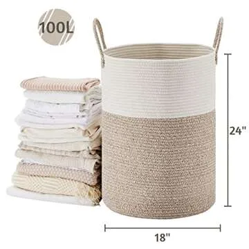 VIPOSCO Large Laundry Hamper Durable Cotton Rope Storage