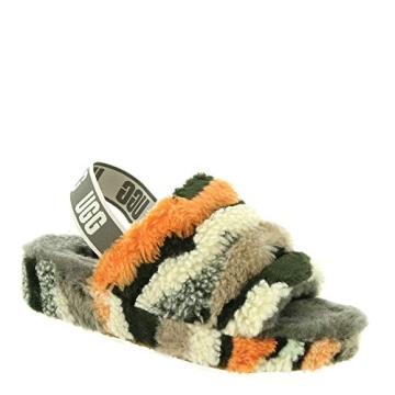 UGG Women's Fluff Yeah Slide CALI Collage Slipper, Olive, 7