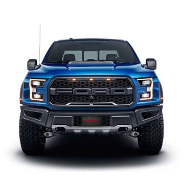 iPick Image Ford F150 Raptor 2017-2018 in Red UV Graphic 100% Real Black Carbon Fiber License Plate
