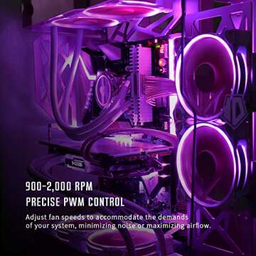 ID-COOLING ZF-12025-PINK Case Fan 120mm 5V 3 PIN ARGB Cooling Fan MB Sync, 4 PIN PWM Speed Control F...