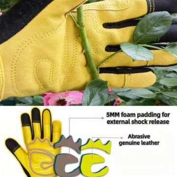 MSUPSAV Grain Leather Gardening Gloves – Stylish Thornproof Gloves for Outdoor Work