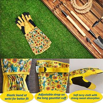 MSUPSAV Grain Leather Gardening Gloves for Stylish Protection