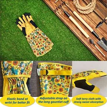 MSUPSAV Grain Leather Gardening Gloves for Stylish Protection