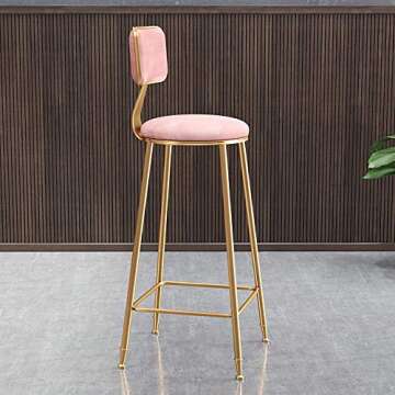 LJFYXZ Bar Stool Modern Simplicity Kitchen bar bar Chair Pink Velvet Dining Chair Golden Metal Legs ...