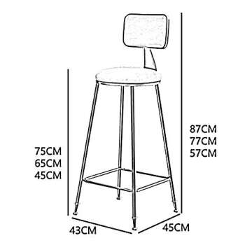 LJFYXZ Bar Stool Modern Simplicity Kitchen bar bar Chair Pink Velvet Dining Chair Golden Metal Legs High Stool Bearing Weight 200kg Seat Height 45/65/75cm (Size : 65cm)