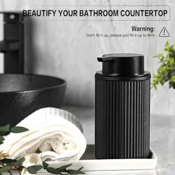 KASUNTING Matte Black Foaming Soap Dispenser, Ribbed Glass Foam Hand Soap Dispenser for Bathroom, 15 Oz Refillable Foaming Pump Bottle with Black Pump, Modern Dish Soap Foam Dispenser with 2 Straws