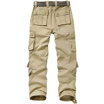 Alfiudad Women's Tactical Pants, Casual Cargo Pants Military Army Combat Work Trousers 8 Pockets,Kha...