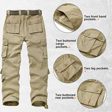 Alfiudad Women's Tactical Pants, Casual Cargo Pants Military Army Combat Work Trousers 8 Pockets,Khaki,28(US 6)