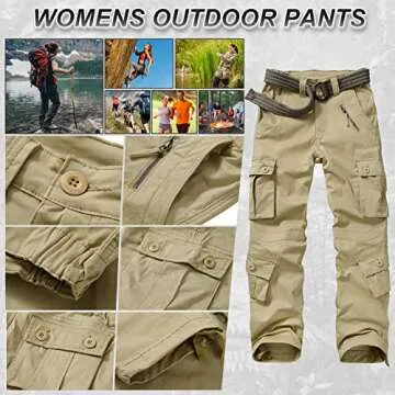Alfiudad Women's Tactical Pants, Casual Cargo Pants Military Army Combat Work Trousers 8 Pockets,Khaki,28(US 6)