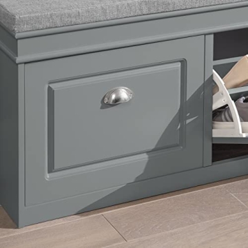 Haotian Shoe Storage Bench with Cushion & Flip Drawers