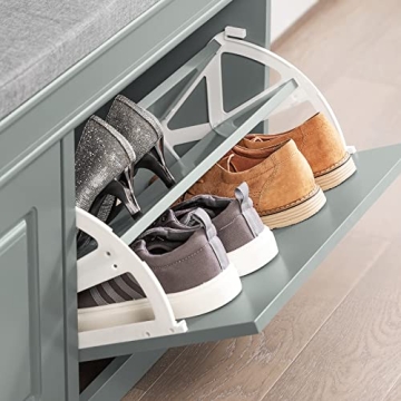 Haotian Shoe Storage Bench with Cushion & Flip Drawers