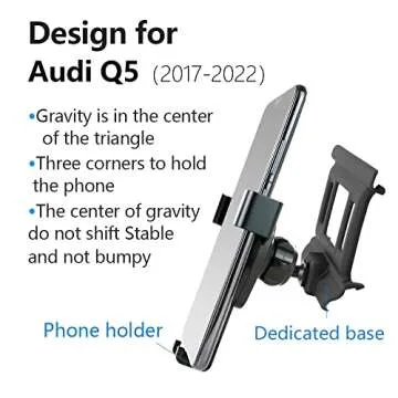 LUNQIN Car Phone Holder for 2017-2024 Audi Q5, 2018-2024 SQ5 Sportback Auto Accessories Navigation Bracket Interior Decoration Mobile Cell Phone Mount