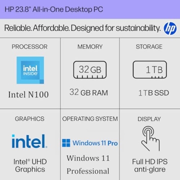 HP 24 Touchscreen All-in-One Desktop Computer for Home and School, Intel Processor (Beat i3-1110G4),...
