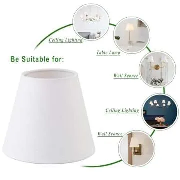 Senmao Home Decor Chandelier Shades Set of 6,Small lamp Shades clip on bulb, mini lamp shade with White Linen Dia 3"Top x 6"Bottom x 5"H (White, 3x6x5")