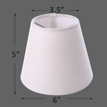 Senmao Home Decor Chandelier Shades Set of 6,Small lamp Shades clip on bulb, mini lamp shade with White Linen Dia 3"Top x 6"Bottom x 5"H (White, 3x6x5")