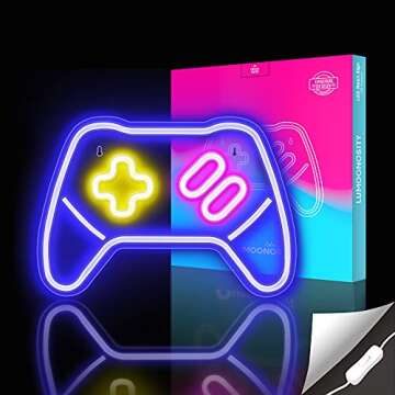 Lumoonosity Game Controller Neon Signs – Gamepad/Game Remote Neon Sign for Video/PC Gamer, Teen Bo...