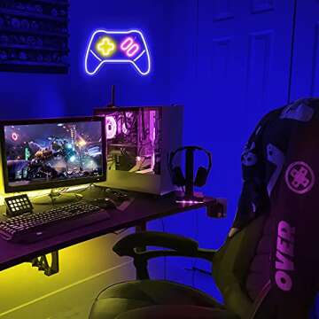 Lumoonosity Game Controller Neon Signs – Gamepad/Game Remote Neon Sign for Video/PC Gamer, Teen Boys' Gift - Game Zone LED Signs for Wall, Bedroom, Game Room Decor - Cool Gaming Console Neon Light