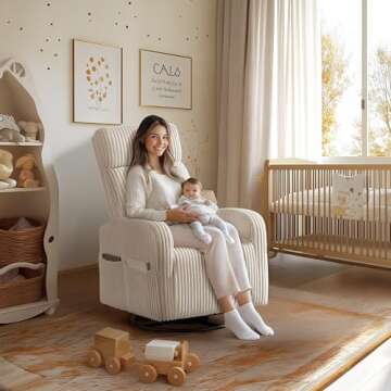 Yaheetech 360° Swivel Glider Chair for Nursery, Rocking Chair Nursing Chair with Side Pockets, Cord...