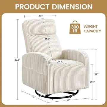 Yaheetech 360° Swivel Glider Chair for Nursery, Rocking Chair Nursing Chair with Side Pockets, Corduroy Glider for Living Room with High Back Beige