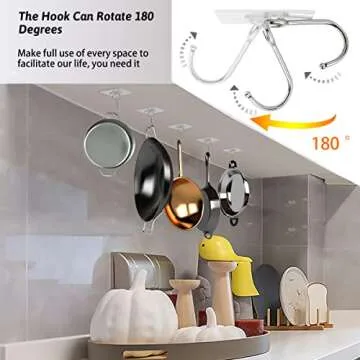 DKHDBD Large Adhesive Hooks, 16-Pack Hold 44lb(Max) Heavy Duty Sticky Hooks, Waterproof Transparent Hooks for Hanging, Self-Adhesive Traceless Clear Wall Hooks to Use for Keys Robe & Towel