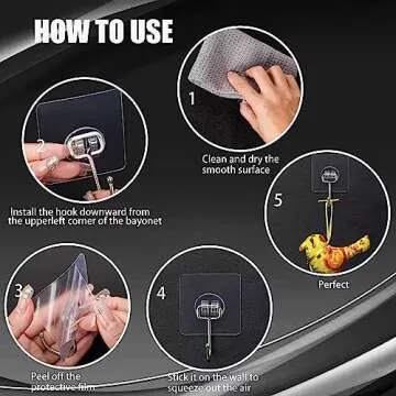 DKHDBD Large Adhesive Hooks, 16-Pack Hold 44lb(Max) Heavy Duty Sticky Hooks, Waterproof Transparent Hooks for Hanging, Self-Adhesive Traceless Clear Wall Hooks to Use for Keys Robe & Towel