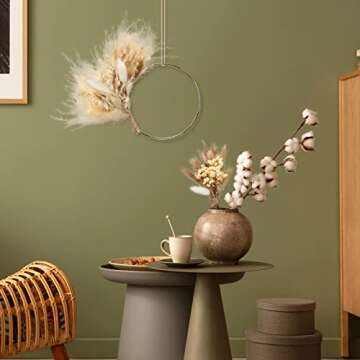 Sinmoe 2 Pcs Boho Cake Topper Decorations Pampas Grass Dried Flower Cake Topper Wreath Hoop Various ...