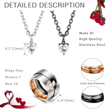 Heart Pendant Couple Necklace Set for Anniversary