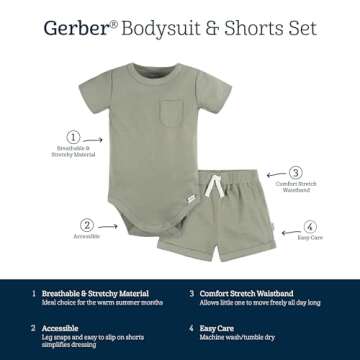 Gerber Baby Olive Bodysuit & Shorts Set | 6-9 Months