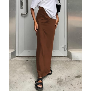 Elegant Amy Babe Satin Maxi Skirt with Elastic Waistband