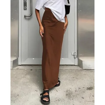 Elegant Amy Babe Satin Maxi Skirt with Elastic Waistband