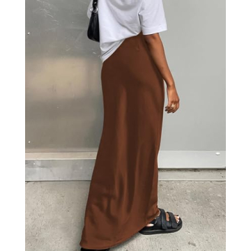 Elegant Amy Babe Satin Maxi Skirt with Elastic Waistband