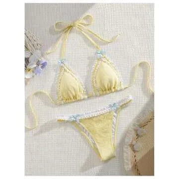 Milumia Women's Lace Trim Bikini Set - Stylish Swimwear