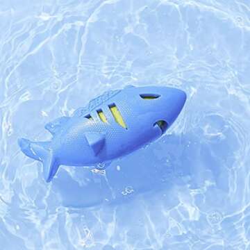 Nerf Dog Shark Football Dog Toy with Interactive Squeak and Crunch, Lightweight, Durable and Water Resistant, 7 Inch Diameter for Medium/Large Breeds, Single Unit, Blue