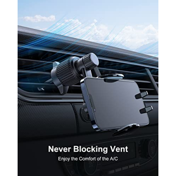 Rorhxia Car Vent Phone Mount, [Never Blocking Vent, Enjoy The Comfort of The A/C] Hands-Free Universal Extension Clip Air Phone Holder Car Fit for iPhone 16 Pro Max Samsung All Phones