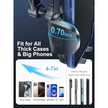 Rorhxia Car Vent Phone Mount, [Never Blocking Vent, Enjoy The Comfort of The A/C] Hands-Free Universal Extension Clip Air Phone Holder Car Fit for iPhone 16 Pro Max Samsung All Phones