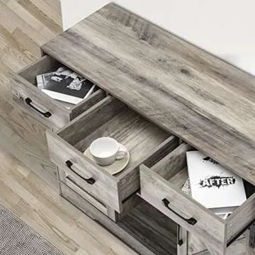 Kitchen Sideboard Buffet Cabinet, Kitchen Storage Cabinet Farmhouse Coffee Bar 41.7" Lx 15.55" W x 31.5" H with Drawers, Sliding Barn Door Table for Coffee Station,Home Bar