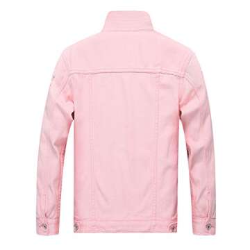 LZLER Men's Denim Jackets Distressed Destroyed Classic Vintage Slim Fit Ripped 2024 Fashion Trendy T...