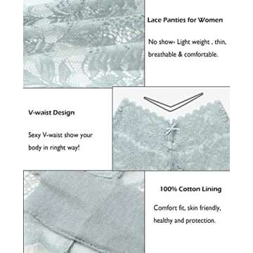 Knowyou Women's Underwear Sexy V-Waist Shorts Underwear for Women Lace High Waist Cheeky Panties 5 Pack-A-M