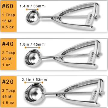 Fayomir Cookie Scoop Set - Small/1 Tbsp, Medium/2 Tbsp, Large/3 Tbsp - Cookie Dough Scoop, Cookie Sc...