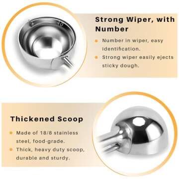 Fayomir Cookie Scoop Set - Small/1 Tbsp, Medium/2 Tbsp, Large/3 Tbsp - Cookie Dough Scoop, Cookie Scoops for Baking Set of 3,18/8 Stainless Steel Melon Baller Scoop Ice Cream Scoop Muffin Scoop