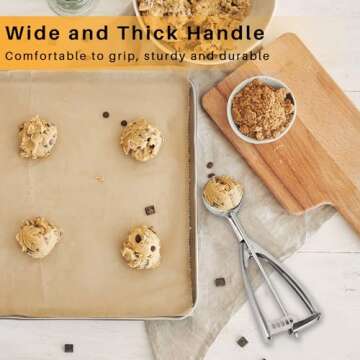 Fayomir Cookie Scoop Set - Small/1 Tbsp, Medium/2 Tbsp, Large/3 Tbsp - Cookie Dough Scoop, Cookie Scoops for Baking Set of 3,18/8 Stainless Steel Melon Baller Scoop Ice Cream Scoop Muffin Scoop