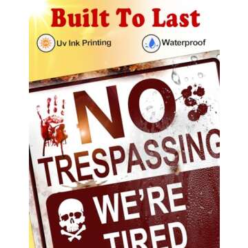 2 Packs Halloween Decoration Halloween Signs, 13"x10" Funny Metal Tin Sign No Trespassing We're Tired of Hiding The Bodies Perfect for Indoor/Outdoor