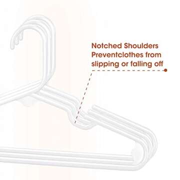 Minnebaby Plastic Baby Hangers 60 Pack, Ultra Thin No Slip Infant Nursery Clothes Hangers with 6 Pcs Cute Clothing Dividers for Boys & Girls Closet Organizer, White Kids Hangers