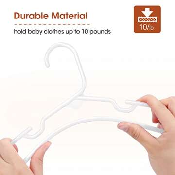 Minnebaby Plastic Baby Hangers 60 Pack, Ultra Thin No Slip Infant Nursery Clothes Hangers with 6 Pcs Cute Clothing Dividers for Boys & Girls Closet Organizer, White Kids Hangers