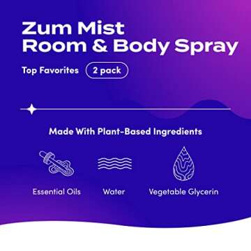 Zum Indigo Wild Mist Room & Body Spray - Aromatherapy Essential Oil Spray - Natural Body Mist & Room...