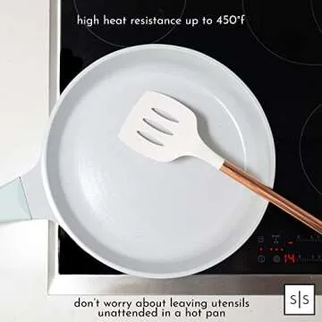 STYLED SETTINGS White Silicone and Copper Kitchen Utensils Set - 6-Piece Rose Gold Cooking Tools for...