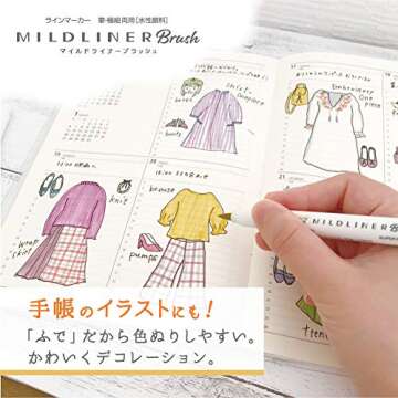 Zebra Highlighter Mildliner Brush Refined Color 5 Colors Set, WFT8-5C-RC